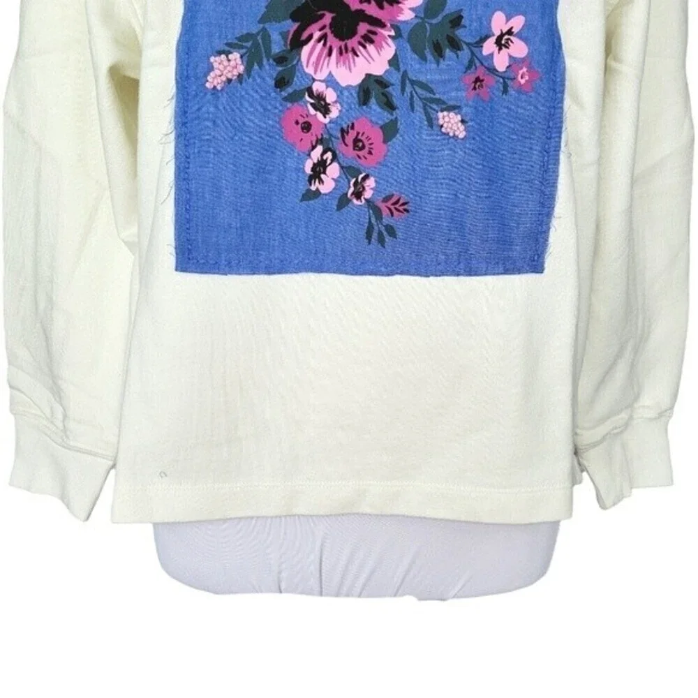 BP NWT Ivory Floral Graphic Oversized Crewneck Sweater Size S